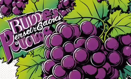a sticker with grapes is seen in this image