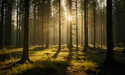 sunlight coming through the trees in a wooded area
