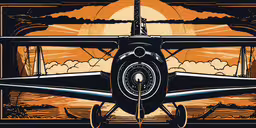 a digital painting of a single propeller aircraft,an illustration of an airplane in flight
