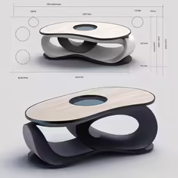 the coffee table is designed with two different levels and angles