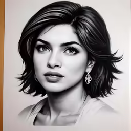 a drawing of a woman with a big hairdo
