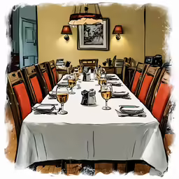 this dining room is very well set and ready for the guests