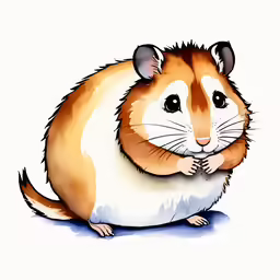 a watercolor drawing of an adorable hamster