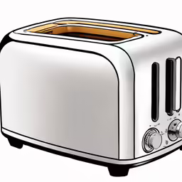 a white and black toaster with some golden toast on it