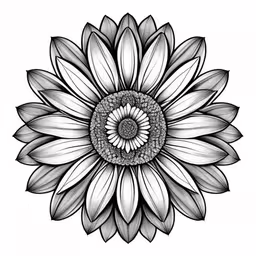 a white and black flower with big leaves,the detailed image of a flower on a white background