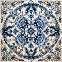 a blue tilework design on the wall