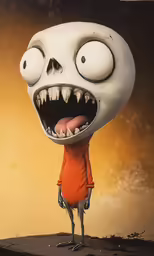 a cartoon character with big teeth and a weird face