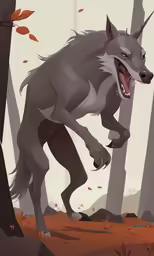 an illustration of a wolf with a wolf - like face and mouth