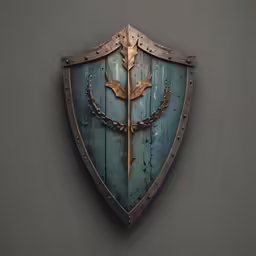 the shield is designed with a leaf and two leaves