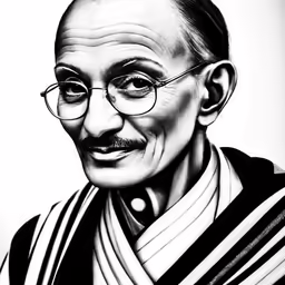 an ink drawing of an older man with glasses