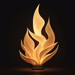 the light up flame sculpture that is made from paper and fire is glowing on the ground