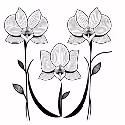 line drawing of flowers on a white background
