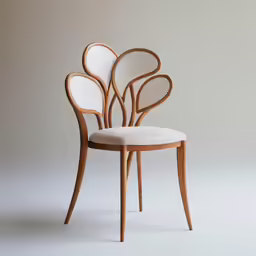 a white chair that has some trees on it