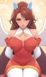 a very cute anime girl wearing a red outfit