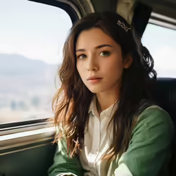 the young girl is in her car seat