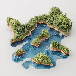 several shaped plants sitting on top of a blue piece of bread