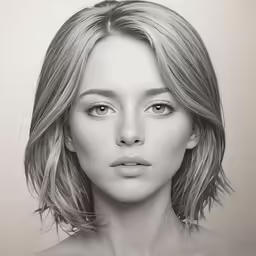 a pencil drawing of a woman with large breasts