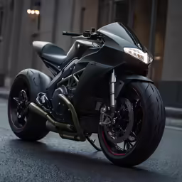 a shiny, black motorcycle with red accents