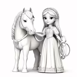 the princess and her horse stand together