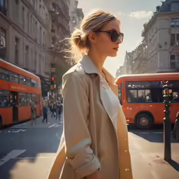 woman in beige coat standing on sidewalk by buildings