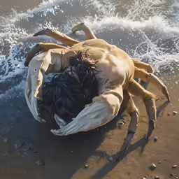 an animal with a lot of black hair in the sand