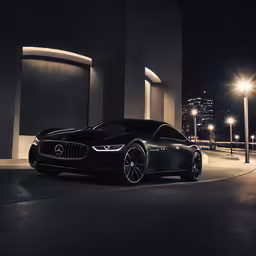 a black car parked in a dark alley