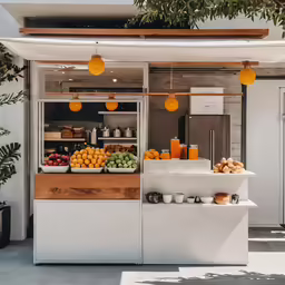 there are many fruit stand to order at the restaurant