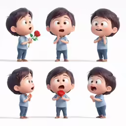 a guy in various positions holding a rose
