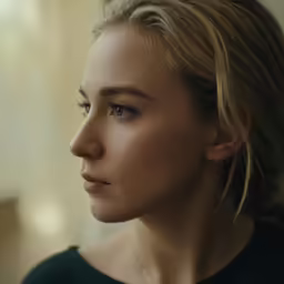 a beautiful woman looking away from the camera