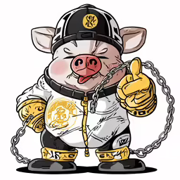 an illustration of a pig holding a baseball bat