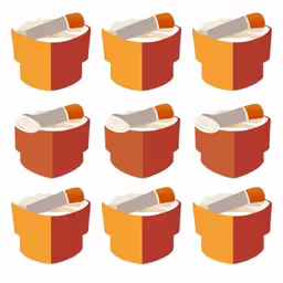 various stacks and stacks of books with orange covers