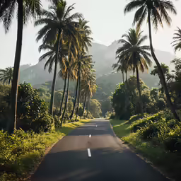 the palm trees are growing at different heights