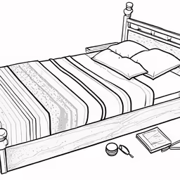 a bed with a pillow on it and other items