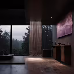 the curtains are very big and it is dimly lit