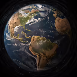 a view from space looking at the globe