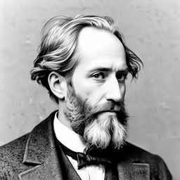 the photo of an old man with a beard and a suit