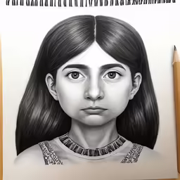 a pencil drawing of a girl in profile