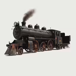 a black and red train on tracks
