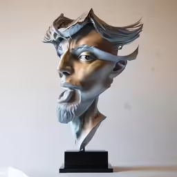 a busturizer on top of a shelf in the shape of a head