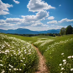 the trail has been carved through the meadow