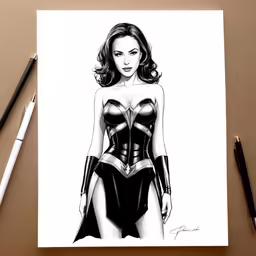 a drawing of a woman wearing a corset
