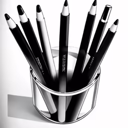 a close up of many pencils in a cup