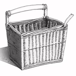a basket with a handle and two handles