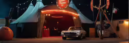 a car that is parked out side of a restaurant