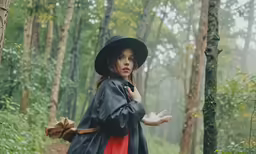 a woman in black is posing for a picture