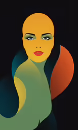 the painting shows a woman with bright yellow hair