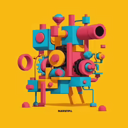 a colorful poster with some shapes on it