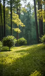 the sun shining through the trees in a park