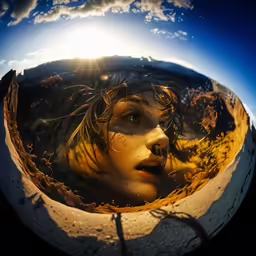 an individual is shown with the sun shining on them