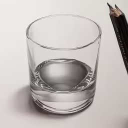 pencils and a glass filled with water